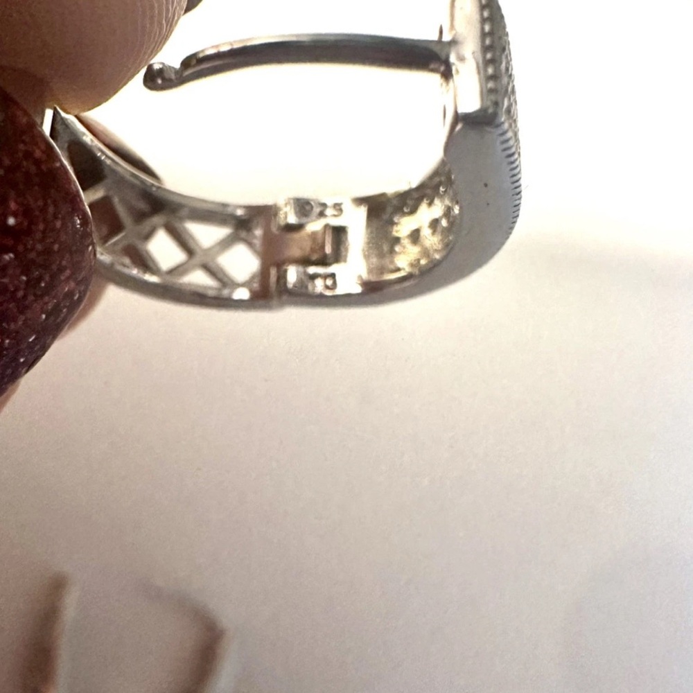 Sterling Silver Huggie Hoops Earrings Zircon Artisan Marked - BRAND NEW - Picture 9 of 11